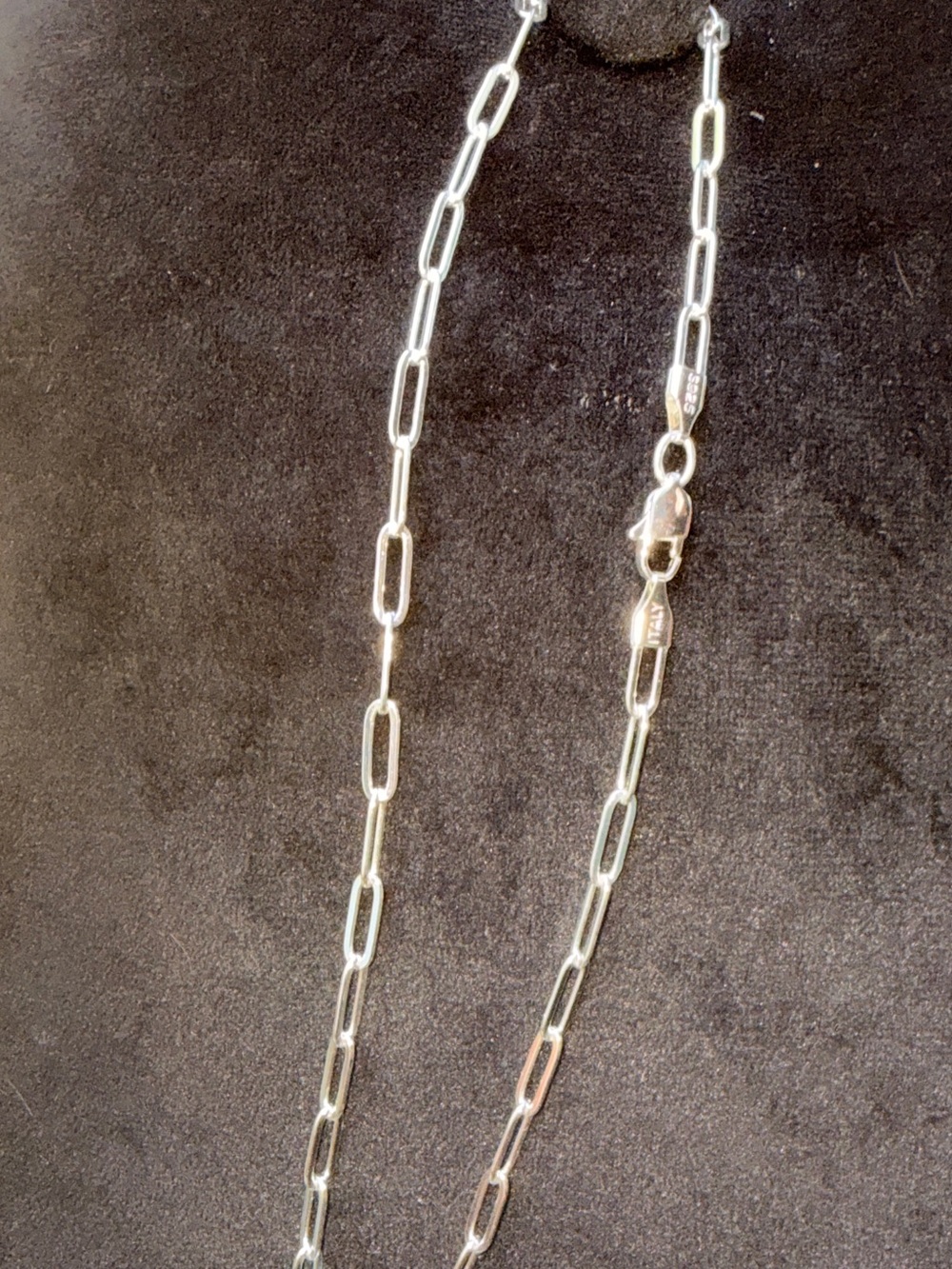 925 Sterling silver 4mm Paperclip Chain Necklace 16inch 4mm